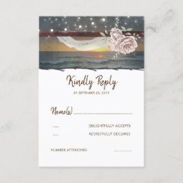 Beach Sunset Wedding RSVP Karte