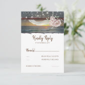 Beach Sunset Wedding RSVP Karte (Stehend Vorderseite)