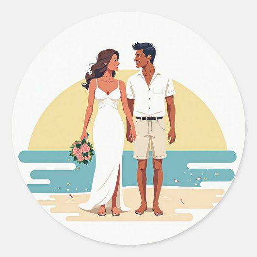 Beach Sunset Wedding Sticker (Vorderseite)