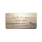 Beach Sunset Wedellabel Adressaufkleber (Vorne)