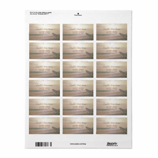 Beach Sunset Wedellabel Adressaufkleber (Vorne)