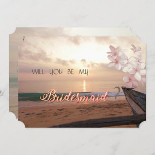 Beach Sunset Wedge, Plumeria Bridesmaid Card Einladung