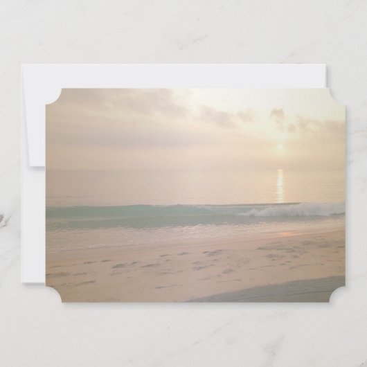 Beach Sunset Wedge, Plumeria Save the Date (Rückseite)