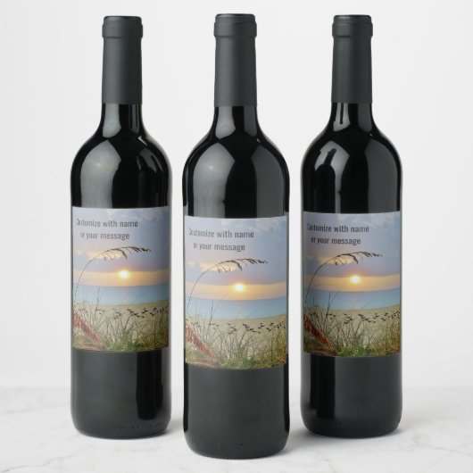Beach Sunset Wine Label Weinetikett (Flaschen)