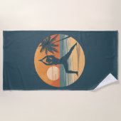 Beach Sunset Yoga Silhouette | Coastal Yogi Life Strandtuch (Vorderseite)