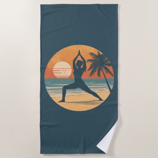 Beach Sunset Yoga Silhouette | Coastal Yogi Life Strandtuch (Vorderseite)