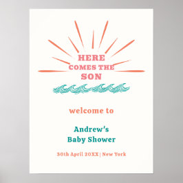 Beach Sunshine Hier kommt Baby Dusche Empfang Poster