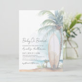 Beach Surf Baby an Bord Sommer Babydusche Einladung (Stehend Vorderseite)