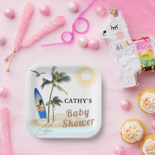 Beach Surf Baby Dusche 7" Square Papierplatte Pappteller (Party)