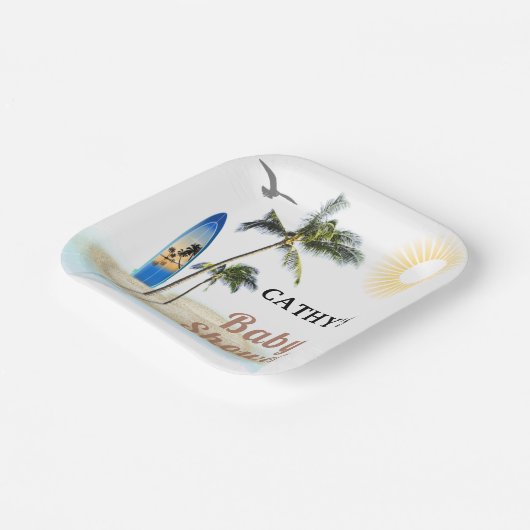 Beach Surf Baby Dusche 7" Square Papierplatte Pappteller (Gewinkelt)