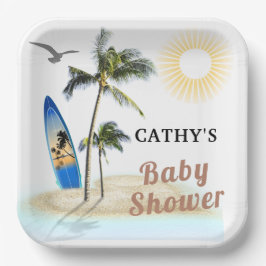 Beach Surf Baby Dusche 9" Square Papierplatte Pappteller