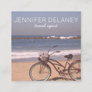 Beach Surf Bike Foto Wandern Quadratische Visitenkarte
