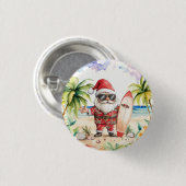 Beach Surf Christmas Party with Santa Claus  Button (Vorne & Hinten)