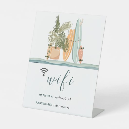 Beach Surf Network WiFi Kennwort Sockelschild (Vorderseite)