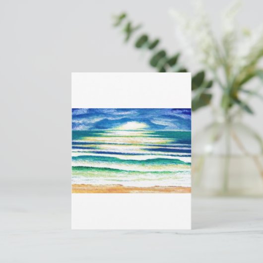 Beach Surf Ocean Waves Beach Deco Sonnenaufgang Postkarte (Stehend Vorderseite)