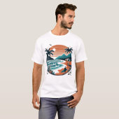 Beach Surf Retro Sunset & Palm Trees T-Shirt (Vorne ganz)
