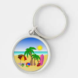 Beach Surf Spaß farbenfrohe Premium Runde Key Ring Schlüsselanhänger