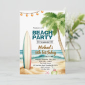 Beach surf theme invitation einladung (Stehend Vorderseite)