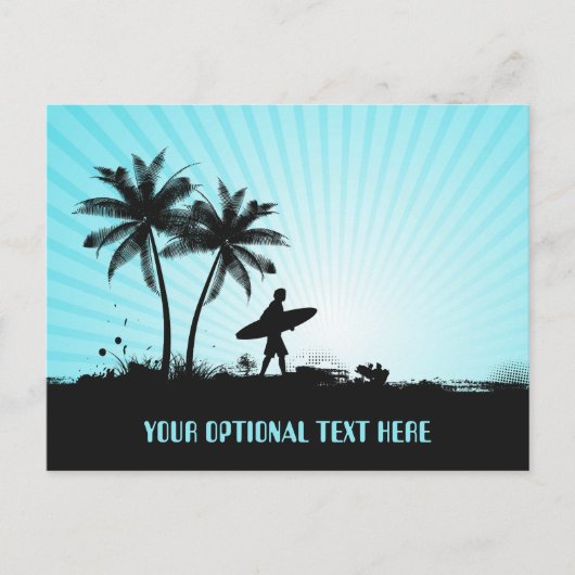 Beach Surfer benutzerdefinierte Textpostkarte Postkarte (Vorderseite)