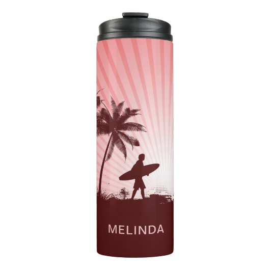 Beach Surfer individuelle Name tumbler Thermosbecher (Vorderseite)