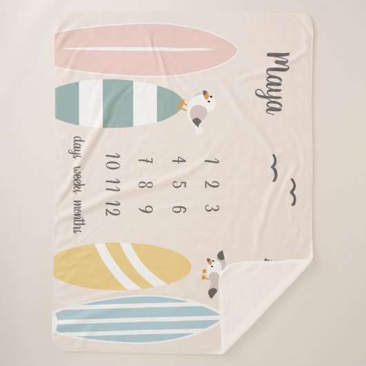 Beach Surfer Twins Milestone Baby Sherpadecke (Vorderseite)