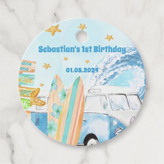 Beach Surfing Geburtstagsparty Geschenkanhänger (Vorderseite)