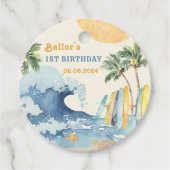Beach Surfing Geburtstagsparty Geschenkanhänger (Vorderseite)