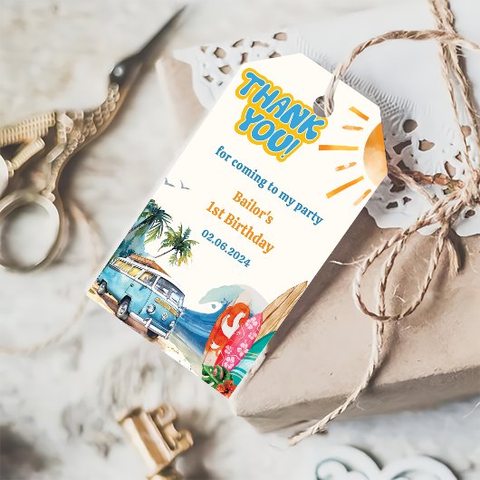 Beach Surfing Geburtstagsparty Geschenktasten Geschenkanhänger