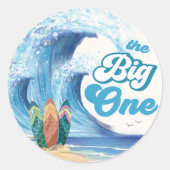 Beach Surfing Geburtstagsparty Runder Aufkleber (Vorderseite)