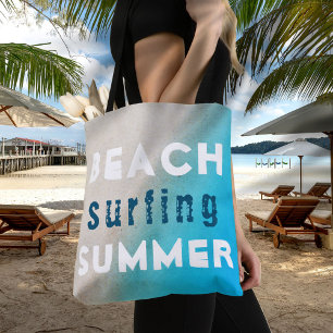 Beach Surfing Summer Typografy Sand Ocean Tasche