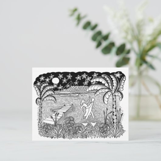 Beach-Tanz-Stil Postkarte (Stehend Vorderseite)