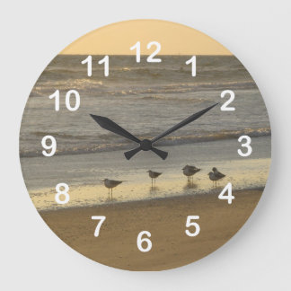 Beach Terns Seagulls Vögel Ozeannummern Große Wanduhr