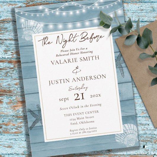 Beach the Night Before Wedding Probe Dinner Einladung