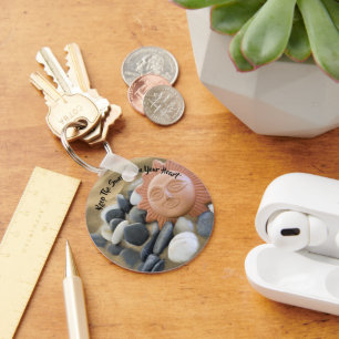 Beach Thema Terra Cotta Sun, Sand und Felsen Custo Schlüsselanhänger