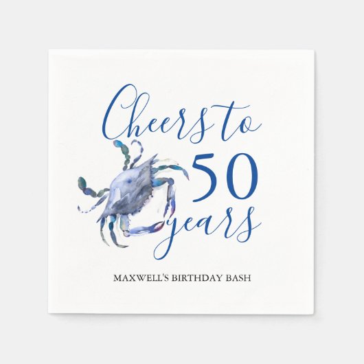 Beach Theme 50. Geburtstag Cocktail Napkins Serviette (Vorderseite)