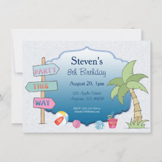 Beach Theme 5 Linien individuelle Einladung