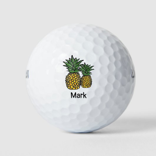 Beach Theme Ananas mit dem Namen Golf Balls Golfball (Vorderseite)