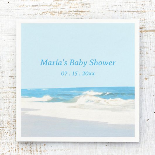 Beach Theme Babydusche Napkin Ocean Seascape Serviette