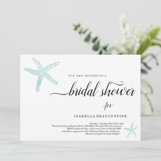 Beach Theme Brautparty Einladung (Stehend Vorderseite)