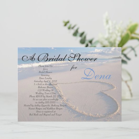 Beach Theme Bridal Dusche Einladung (Stehend Vorderseite)