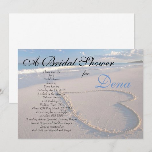 Beach Theme Bridal Dusche Einladung (Vorne/Hinten)