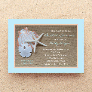 Beach Theme Bridal Shower Einladung — Burlap