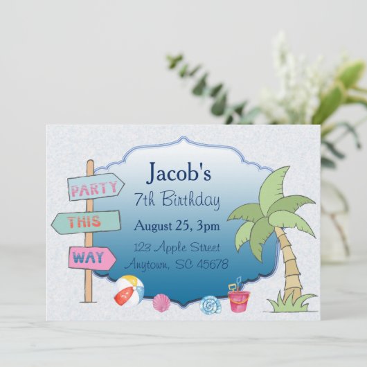 Beach Theme Custom Einladung (Stehend Vorderseite)