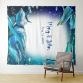 Beach Theme Dolphin Hochzeit Foto Hintergrund Wandteppich (Beispiel (Horizontal))