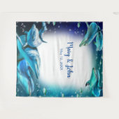 Beach Theme Dolphin Hochzeit Foto Hintergrund Wandteppich (Vorderseite (Horizontal))