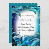 Beach Theme Dolphin Hochzeitsempfang Einladung (Vorne/Hinten)