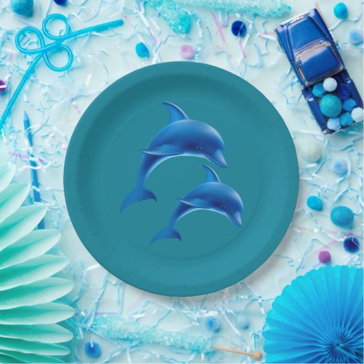 Beach Theme Dolphin Wedding Paper Plate Pappteller (Party)
