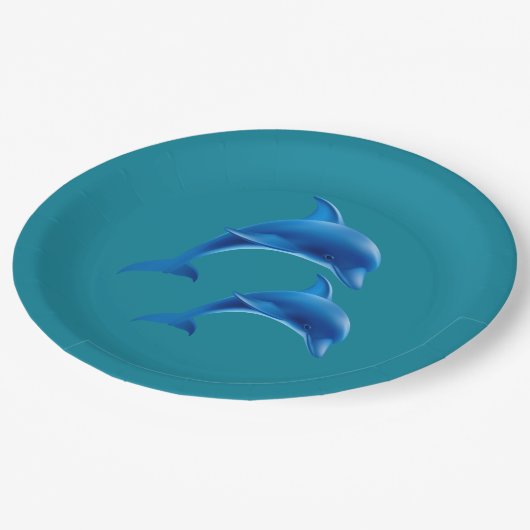 Beach Theme Dolphin Wedding Paper Plate Pappteller (Schrägansicht)