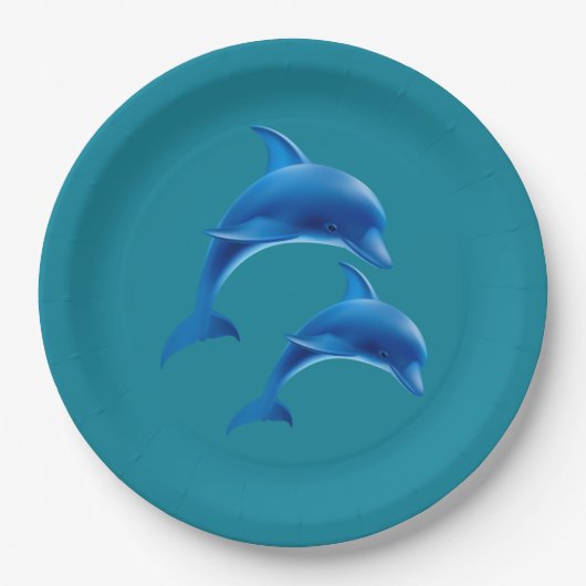 Beach Theme Dolphin Wedding Paper Plate Pappteller (Vorderseite)