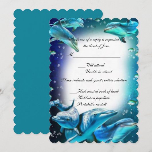 Beach Theme Dolphin Wedding Response Einladung (Vorne/Hinten)